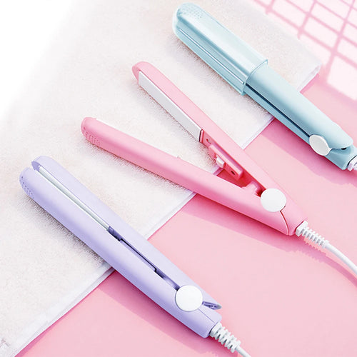 2-in-1 Ceramic Mini Hair Curler Portable Straightener Tourmaline Iron Heating Curling Straight Dual-purpose for Women
